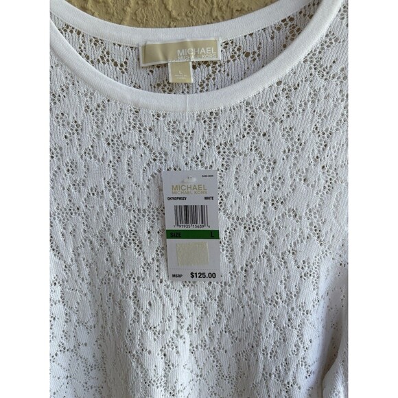 Michael Kors NWTWomen Large White Beach Cover Up Dress Eyelet Lace Open Shoulder - Picture 3 of 13